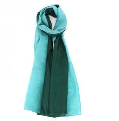 Sjal, scarf Batik, siden, akvamarin/grön