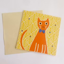 Brevkort m kuvert, orange katt med kravatt