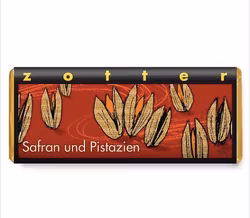 Zotter, Saffran & Pistage, mjölkchoklad, ekologisk