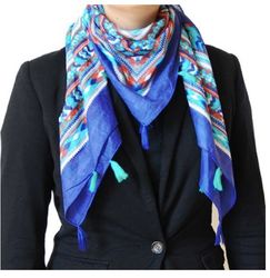 Sjal, scarf Quadro, bomull, kvadratisk, blå