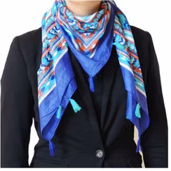 Sjal, scarf Quadro, bomull, kvadratisk, blå