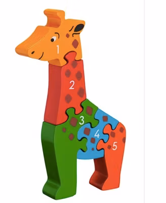Pusseldjur i trä, giraff, siffror 1-5