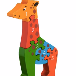 Pusseldjur i trä, giraff, siffror 1-5