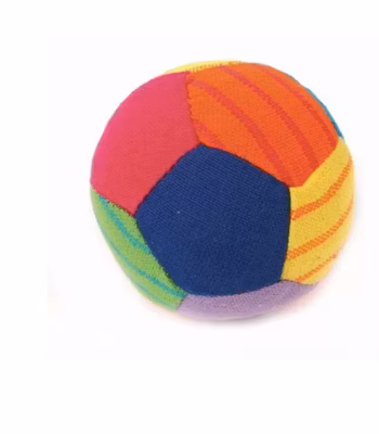 Mjuk boll med rassel, skallra,  soft toy, handvävd bomull