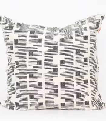 Kuddfodral Quadrat, mörkgrå/vit, quiltad, World of Craft