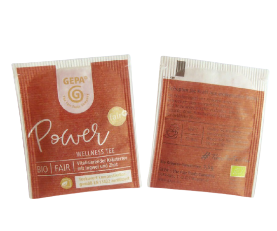 'Power' wellness - ett vitaliserande & uppiggande örtte, smakar riktigt fräscht & gott. Med fänkålsfrön,lakritsrot, koriander, ingefära, kryddnejlika. Tepåsarna är komposterbar. Fair Trade.