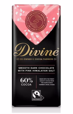 Divine Mörk choklad 60 %, med rosa Himalaya-salt