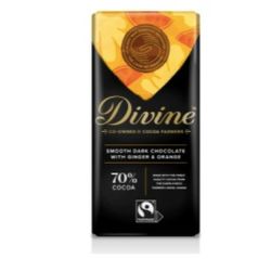 Divine Mörk choklad 70 % med ingefära & apelsin