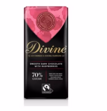Divine Mörk choklad 70 % med hallon