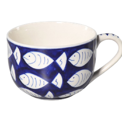 Mugg, stor, Fiskar, keramik
