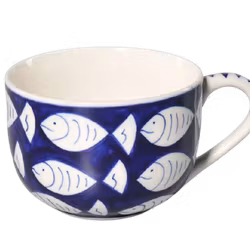 Mugg, stor, Fiskar, keramik