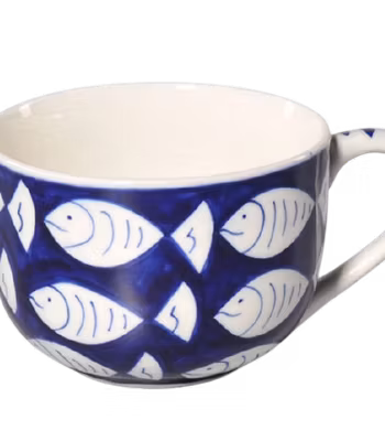 Mugg, stor, Fiskar, keramik