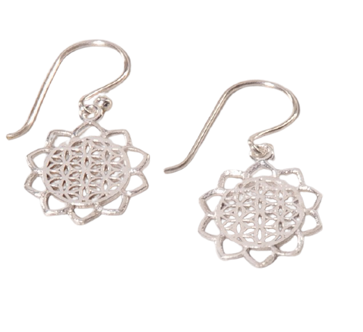 Örhänge Livets blomma (Flower of Life), nickelfri mässing. Fair Trade från Indien.