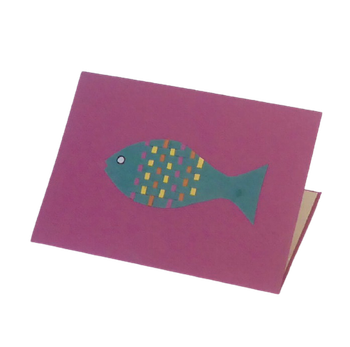 Brevkort med kuvert, handgjort, Fisk, pink