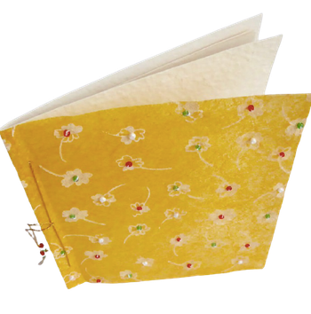 Brevkort m kuvert, Blomsteräng, gult med pärlor