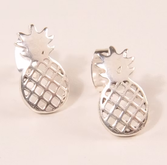 Örhänge, Ananas, vitmässing
