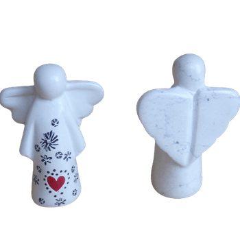 Skyddsängel, täljsten, 6 cm, naturfärg, med deko