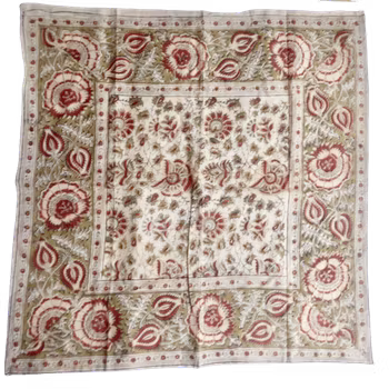 Kalamkari halsduk, kvadratisk, växtmönster