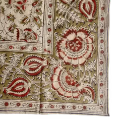 Kalamkari halsduk, kvadratisk, växtmönster