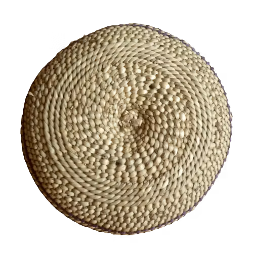 Korg Njombe, Iringa, 18 cm, naturfärg med mörklila mönster. Fair Trade från Tanzania.. Bild på bottenflätningen. den