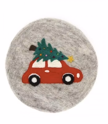 Underlägg Julgran på väg! tovat, juldeko