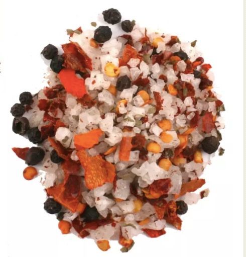 Chilisalt Karoo, med havssalt fritt från mikroplast. Fair Trade Sydafrika. På bild i lösvikt.