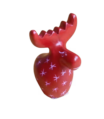 Älg Lille Elgur, täljsten, röd med mönster