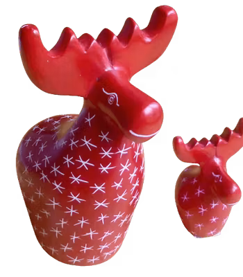 Älg Lille Elgur, täljsten, röd med mönster