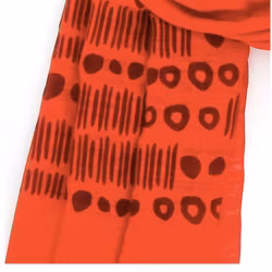 Sjal, scarf, siden/viskos, ränder/prickar, röd, handvävd