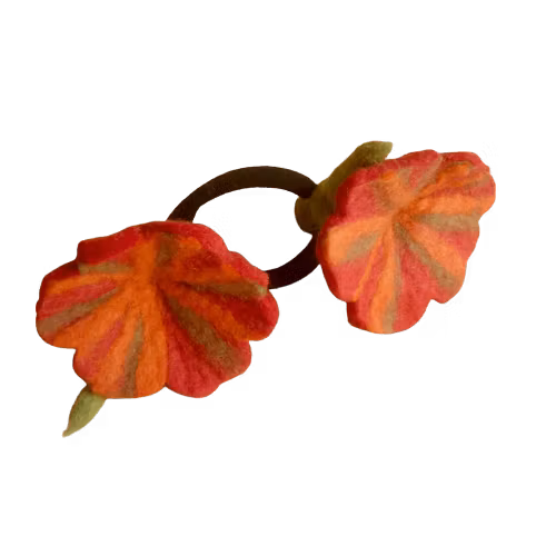 Hårsnodd, hårgummi Två blommor, tovade