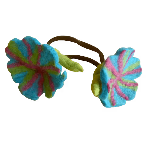 Hårsnodd, hårgummi Två blommor, tovade