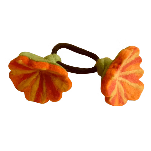 Hårsnodd, hårgummi Två blommor, tovade
