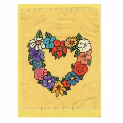 Brevkort m kuvert, Blomsterhjärta, tygrester