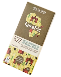 Fairafric, mörk choklad 57%, Baobab & Moringa, ekologisk
