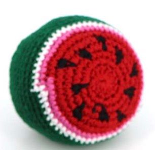 Antistress, jongleringsboll, liknar en liten melon. Handvirkad för Fair Trade.