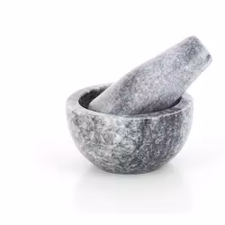 Liten mortel med stöt, grå marmor