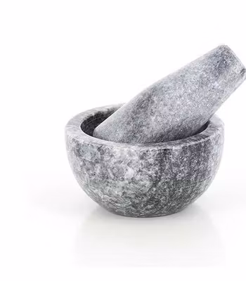 Liten mortel med stöt, grå marmor