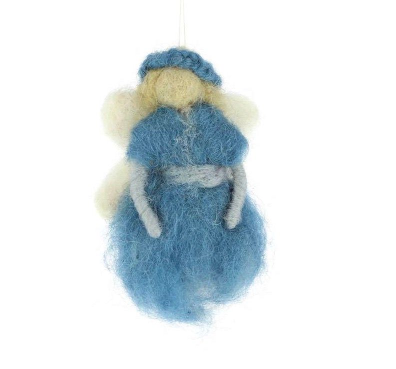 Liten god fe, ängel, maskot, tovad, ljusblå