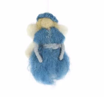 Liten god fe, ängel, maskot, tovad, ljusblå