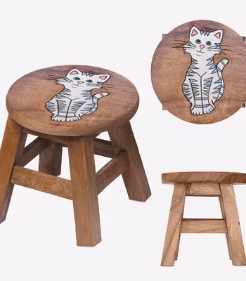 Barnpall i trä med motiv Katt