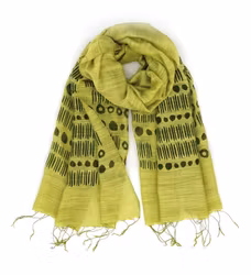 Sjal, scarf, siden/viskos, ljusgrön, handvävd