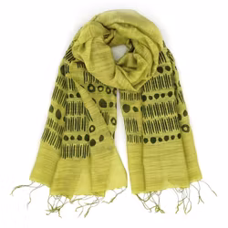 Sjal, scarf, siden/viskos, ljusgrön, handvävd