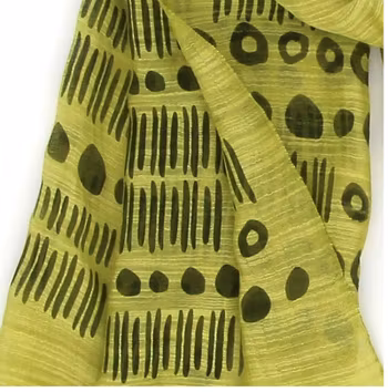 Sjal, scarf, siden/viskos, ljusgrön, handvävd