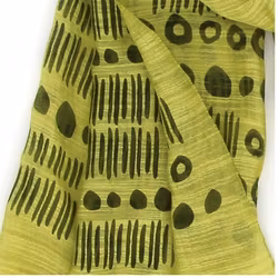 Sjal, scarf, siden/viskos, ljusgrön, handvävd