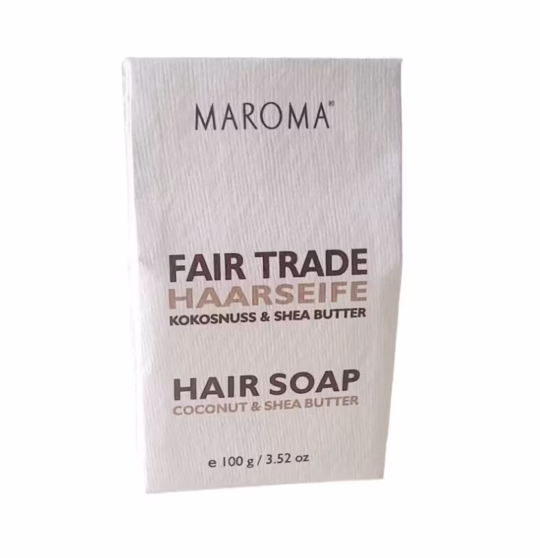 Maroma Hårtvål, kokosolja, sheasmör, aloe vera. Parfymfri, fast, ekologisk, vegansk.