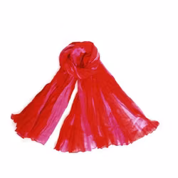 Sjal, scarf, Big Crinkle, krinklad bomull, cerise-röd