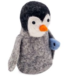 Pingvin Pingu med fisk, handtovad, Fair Trade