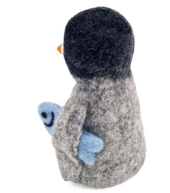 Pingvin Pingu med fisk, handtovad, Fair Trade