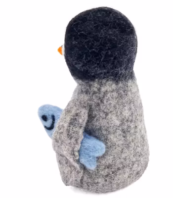 Pingvin Pingu med fisk, handtovad, Fair Trade