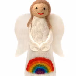 Ängel med regnbåge handtovad, handdocka